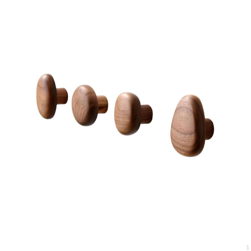 4 Pieces Rustic Wooden Wall Hooks | Scandinavian, Elegant, Hardware, for Bedroom