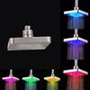 6inch Square LED Colorful Automatic Discoloration Toilet Bathroom Sprayer Shower Head Water Nozzle Sprinkler