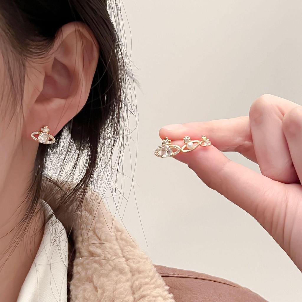 Silver Needle Zircon and Pearl Earrings for Women - Elegant and Versatile High-End Jewelry