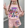 Kpop Cartoon Graphic Girls T-Shirt and Pants Set Girls' Summer Clothing Cute Short Sleeve Set Children's T-Shirt and Shorts Set