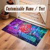 Neon Colorful Theme Crystal Velvet Floor Rug Personalized Custom Name Text Warm Carpet Home Decoration