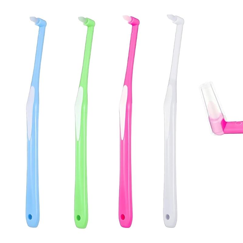 4Piece Single Tufts Toothbrush Set Gentle Dental Cleaning for Sensitive Gums and Dental Appliances