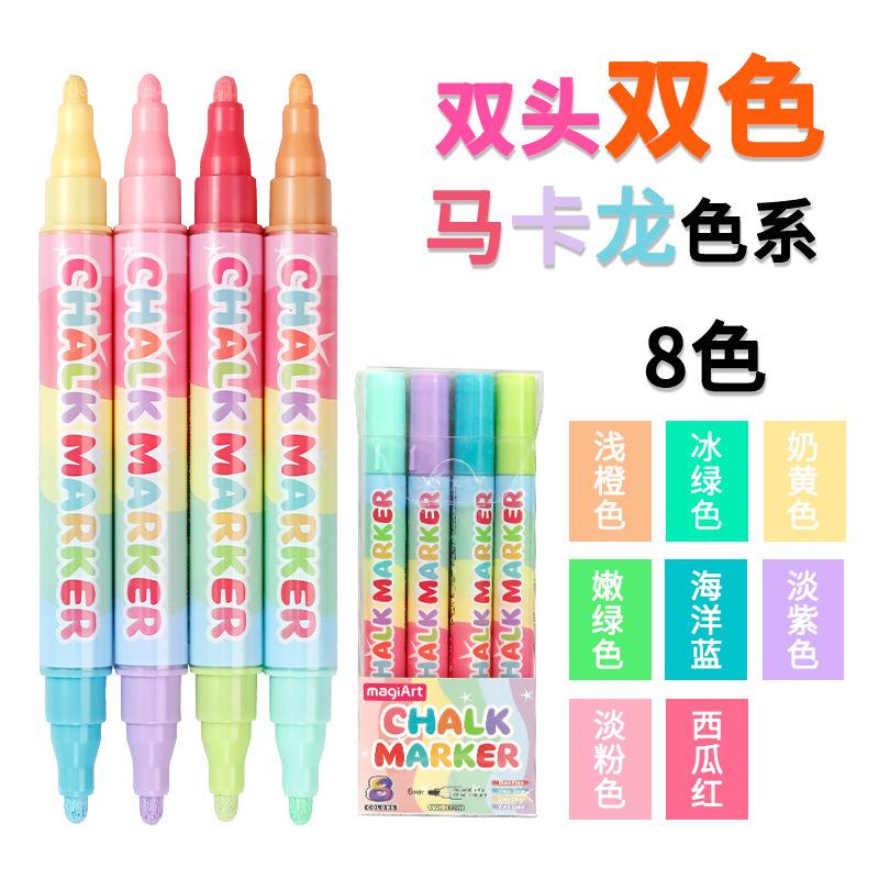 Жидкие меловые маркеры — двусторонние, яркие цвета 8/16 дюйма, нетоксичные, быстросохнущие, стираемые, подходят для доски, окон, стекла, автомобилей.