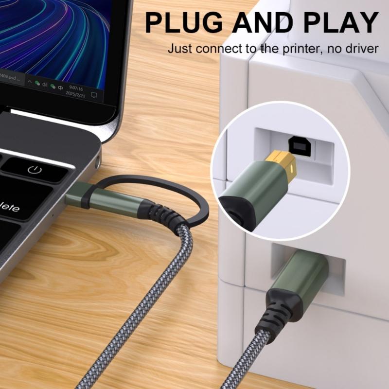 1m/2m/3.0m/5m USB Type C To USB B Data Cable Easy Connection Printers Scanners and Digital Pianos To Phones Tablets
