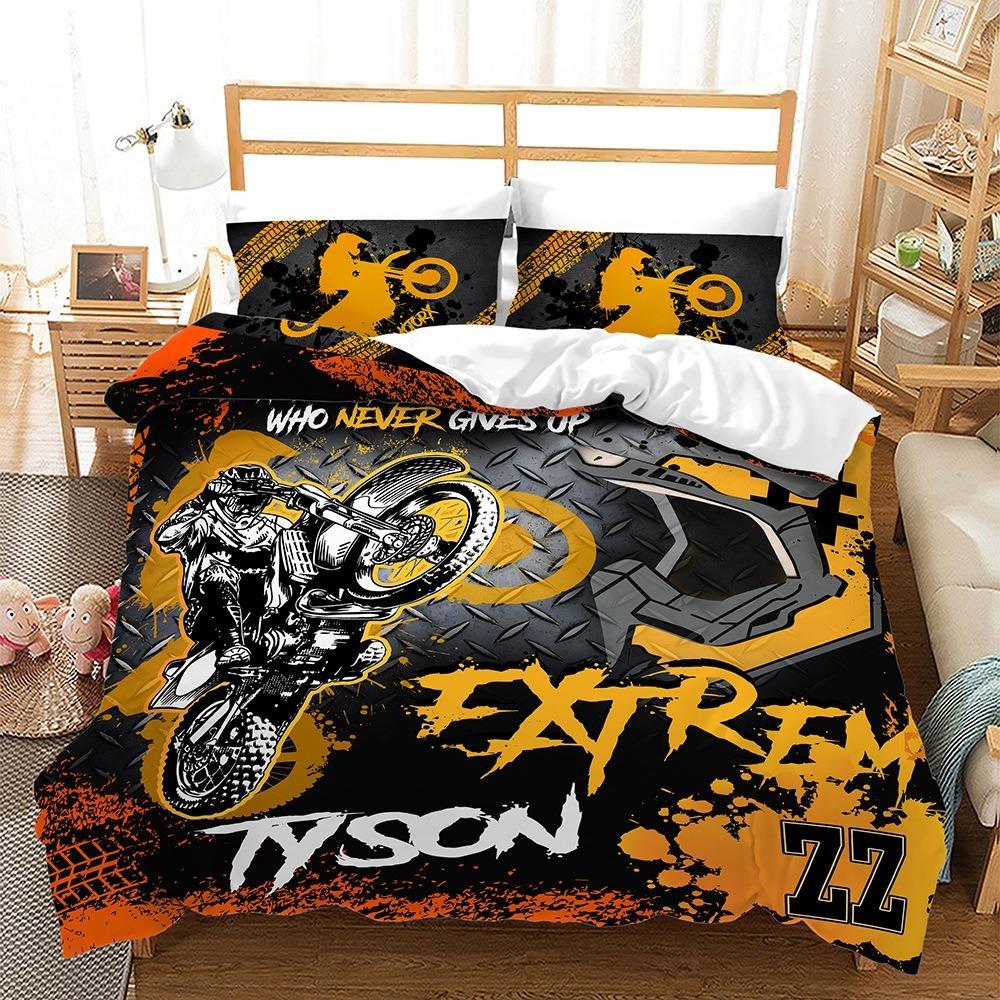 3D Sports Car Pattern Bedding Set Motorcycle Car Printed Down Duvet Cover Pillowcase Single Double Bed Home Decoration Youth Gift