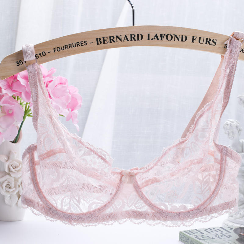 Full Lace Seethrough Bra Women Thin Underwire Bralette Push Up Bra Underwear Lingerie Plus Size Embroidery Brassiere
