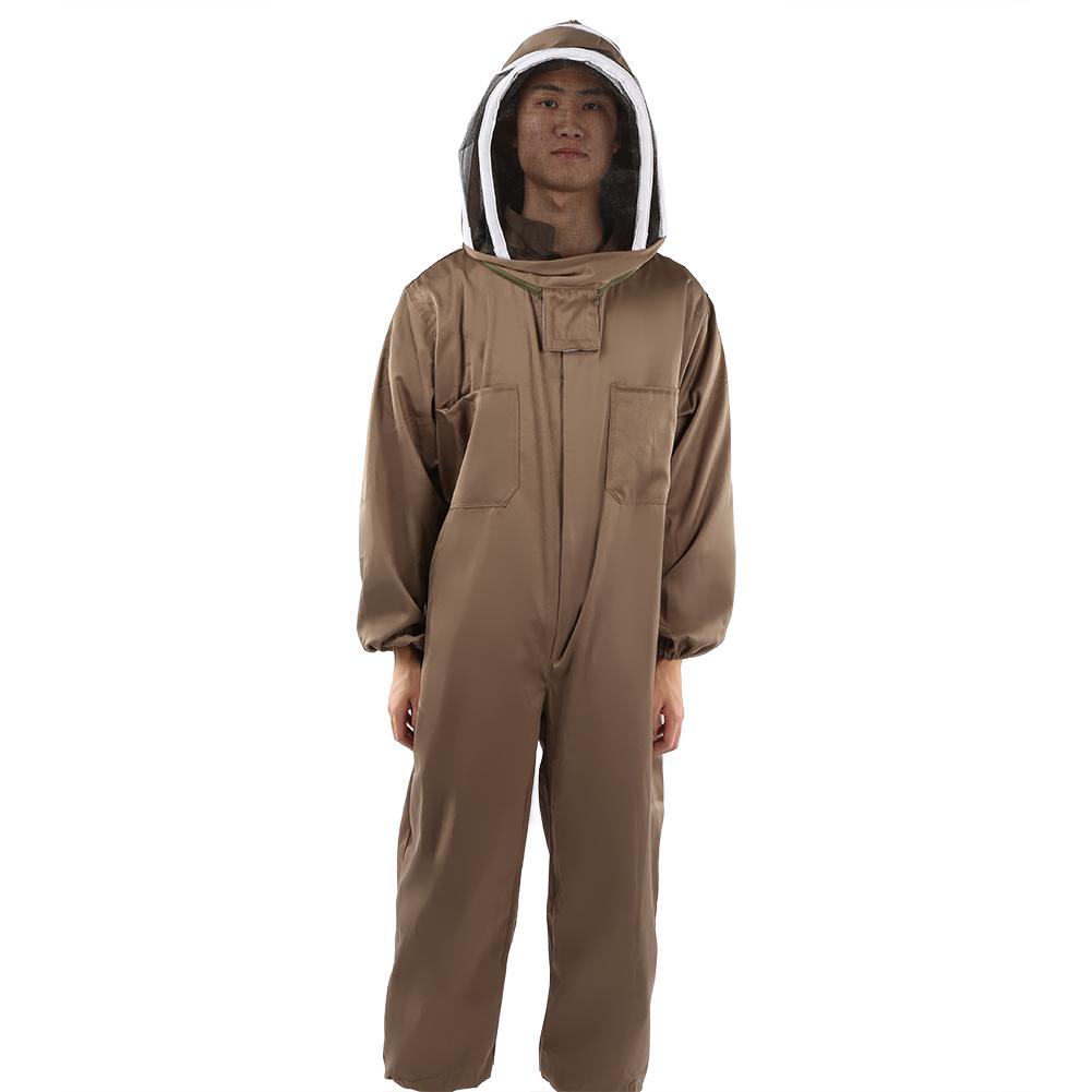 Beekeeping Protective Suit Breathable Bee Suits Smock with Zipper for Beekeepers Light BrownXXL