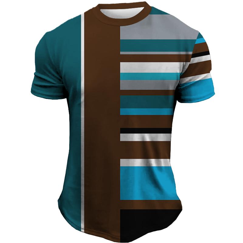 Ethnic Print Men's T-shirt Casual Short Sleeve Summer Round Neck Streetwear Vintage Man Loose Sweatshirt Breathable Men Clothes