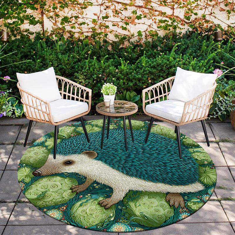 Hedgehog Pattern Round rug,Carpet Rug for Living Room Bedroom Playroom ,Non-slip Floor Mat,Holiday Gifts and Birthday Gifts.