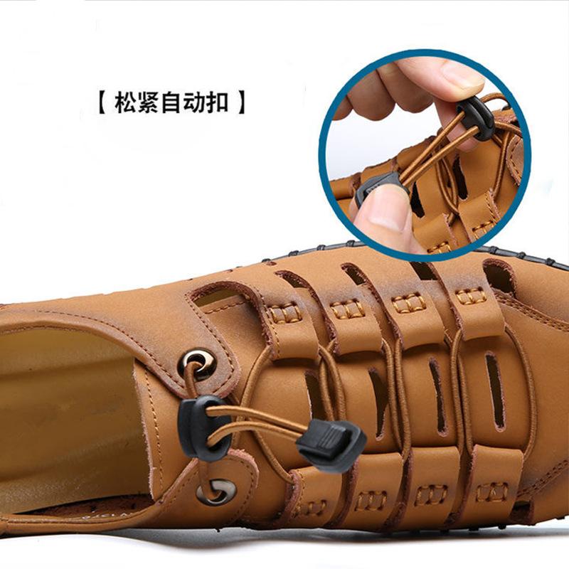 Sommer Herren Sandalen Strand Outdoor Leder Sandalen Herren Hohlloch Schuhe Weiche Sohle Atmungsaktiv Freizeit Schuhe Herren