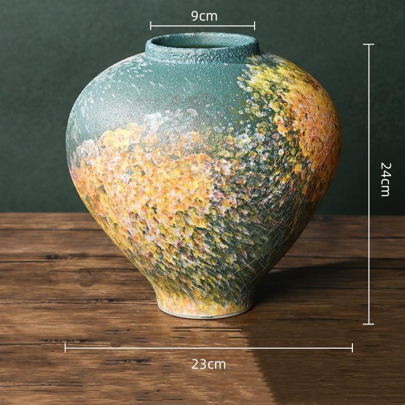 Kaba Seramik Vazo Fırında Dönüşmüş Porselen Vazolar Vazo Çiçek Düzenleme Aksesuarları Çin Tarzı Retro Kavanozlar