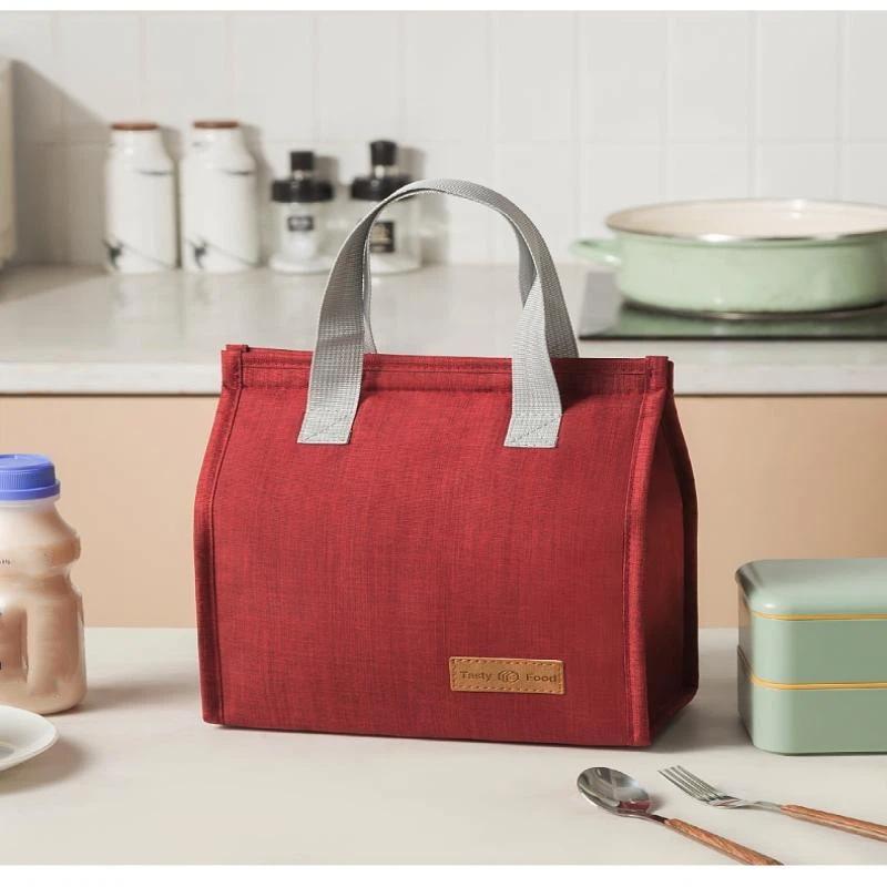 Durable Oxford Insulated Lunch Bag With Leakproof Thermal Lining Handle For Office School Picnic Travel