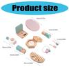 Kids Wooden Pretend Beauty Set 10Pieces Makeup Toy Set For Girls Age 3 4 5+ Includes Cosmetic Tools Mirror Creative Play Gift