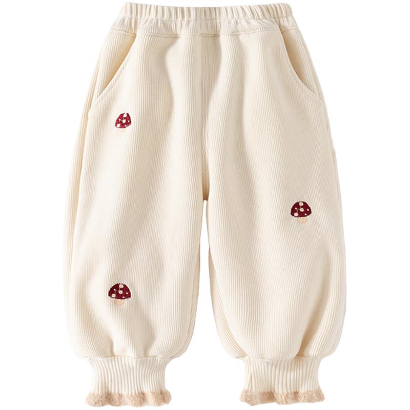Baby Girls  Cute Embroidered Fleece-Lined Sweatpants 130
