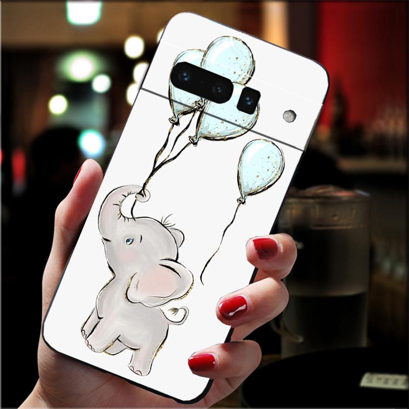 Cute Cartoon Baby Elephant Phone Case For Google Pixel 8 7 Pro 7A 7 6A 6 Pro Pixel 8A 4A 3A 4 XL Pixel 5 6 4 3 3A XL