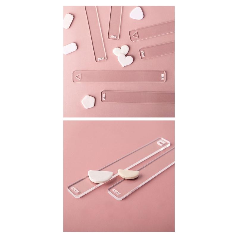 5Pcs Clear Acrylic Clay Thickness Measuring Tool Set Pottery Thickness Gauge Ruler For Clay Modeling Crafting Project