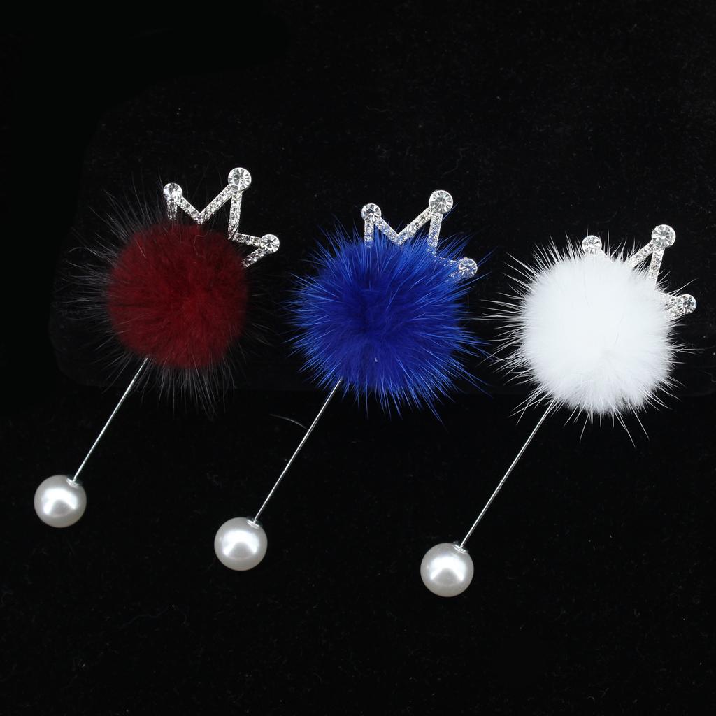 Koreanische niedliche Charme-Broschennadeln für Damen Pelz Pompon Piercing Reversbroschen Perle Blume Kragennadeln Schmuck Geschenk Accessoires