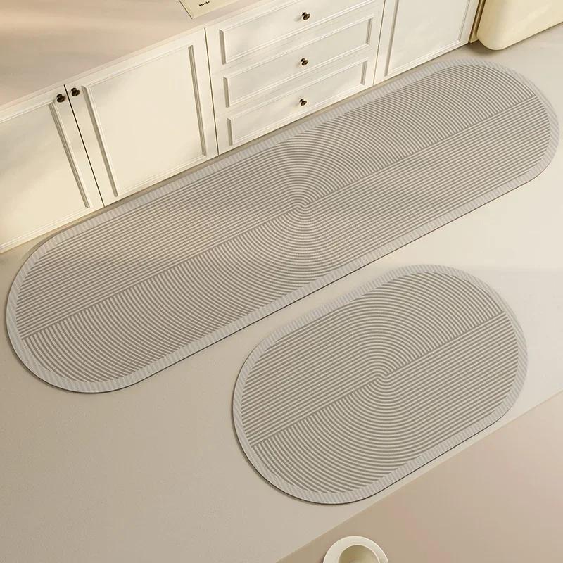 Kitchen Carpet PVC Waterproof Oil-proof Wash-free Wipeable Easy-to-care Floor Mat Oval Long Strip Soft Leather Non-slip Area Rug