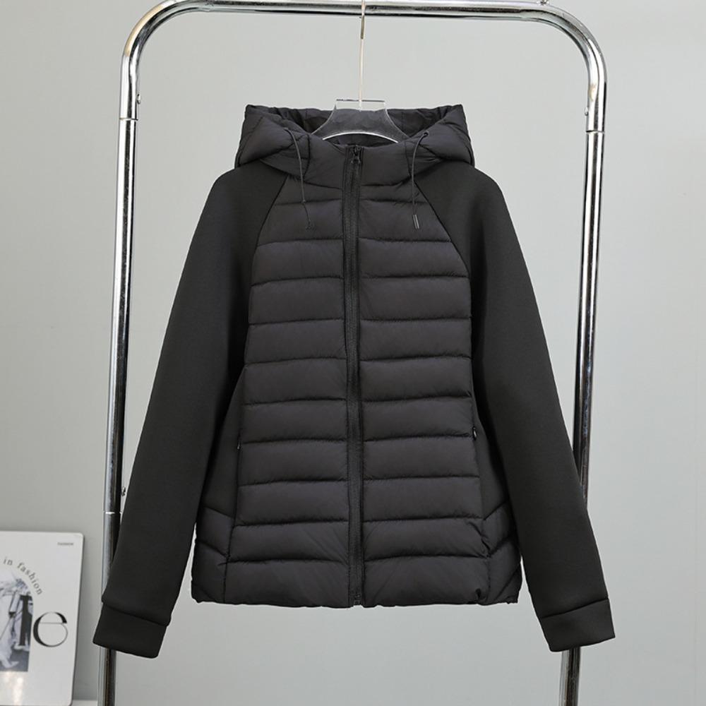 Women's Hooded Long Sleeve Coat Fitted Casual Lightweight Puffer Jacket for Winter Wear