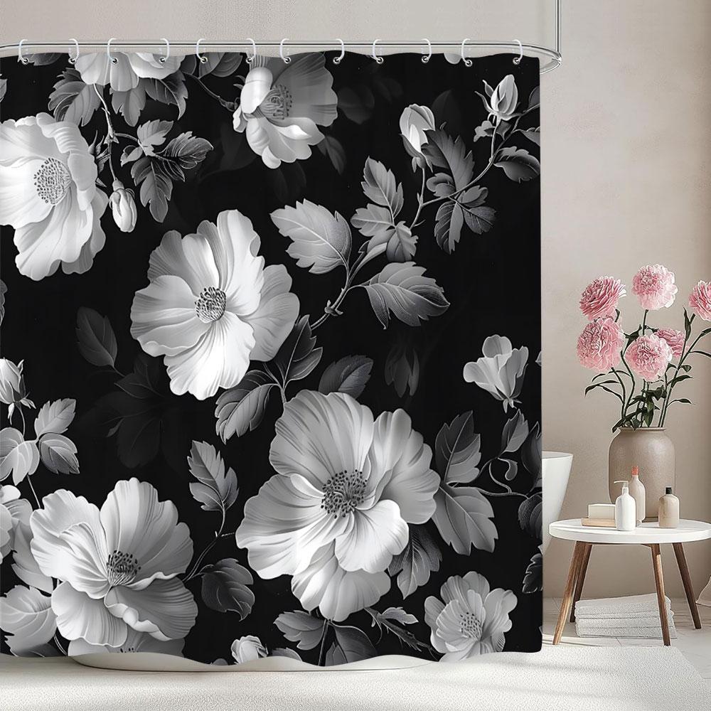 Beautiful Botanical Floral Shower Curtain Green Leaf Multicolour Flower Watercolour Style Art Home Shower Curtain Bathroom Decor