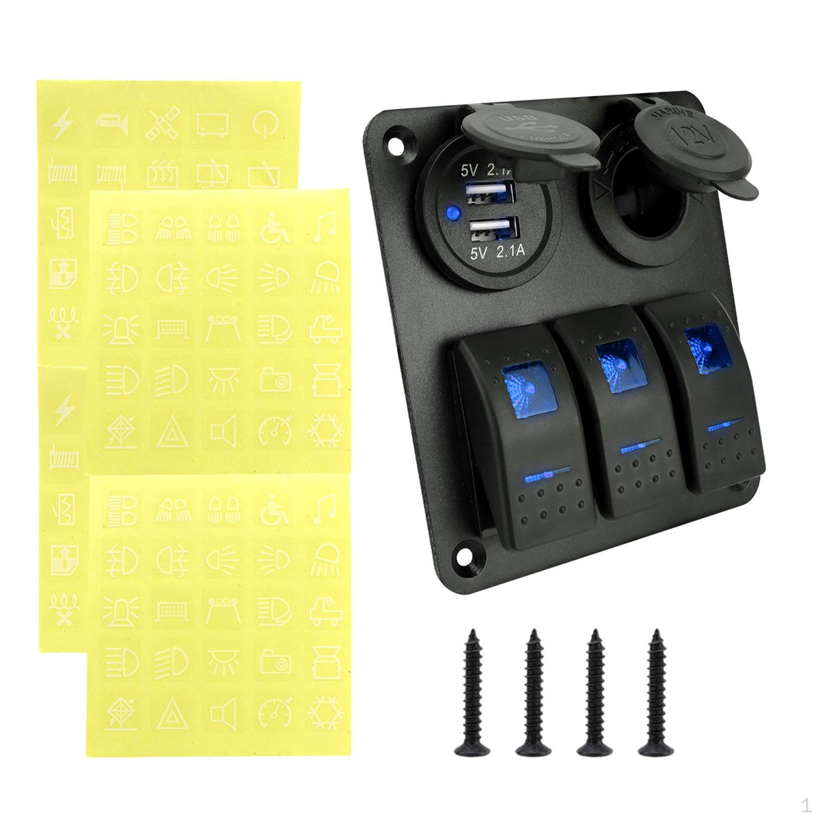 

3-клавишная панель переключателей с предварительной проводкой 12 В 24 В для лодки RV Marine Blue