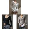 Minimalist Modale V Neck T Shirt For Women With Snake Bone Pattern For Autumn Winter Casual Wear