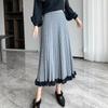 Umbrella A-Line Women's Autumn Winter Knitted Midi Half Skirt Slim-Fit High Waist Wool Skirt