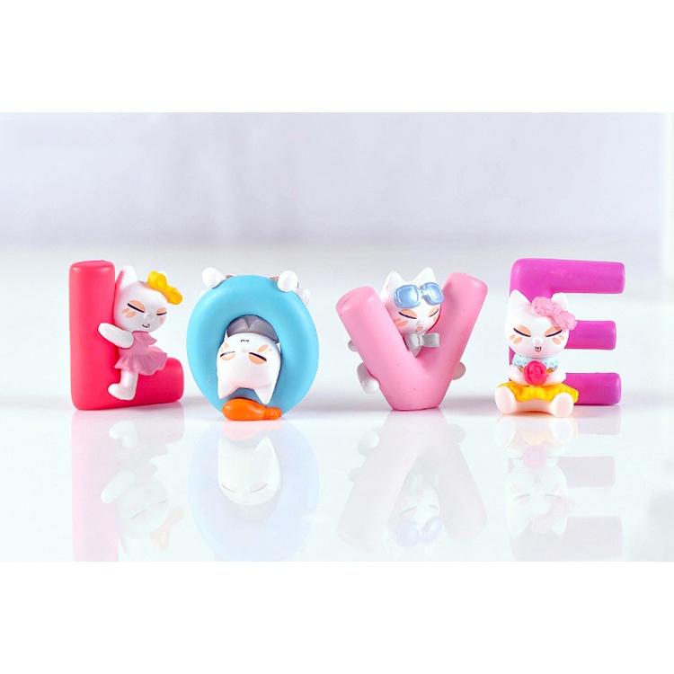 

4 шт./компл. DIY сказочное украшение для сада, милые животные, кошки, миниатюры, мини-фигурки, мох, террариум, микропейзаж розовый