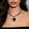 Punk Gothic Dorn Rotes Herz Anhänger Halskette, Y2K Metall Nieten Spikes Choker, Grunge Hip Hop Halsband Schmuck Geschenke für Frauen