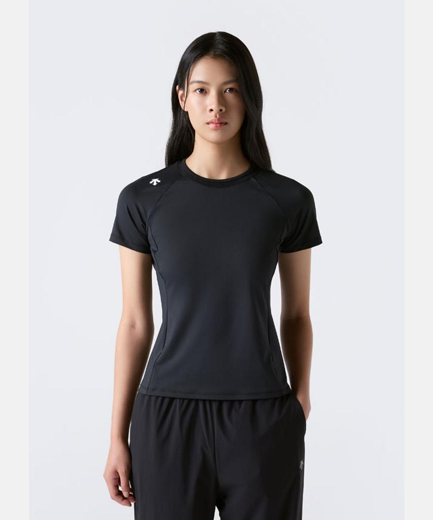 DESCENTE Women'S Slim Fit Short Sleeve T-Shirt Black Sr322Pts71