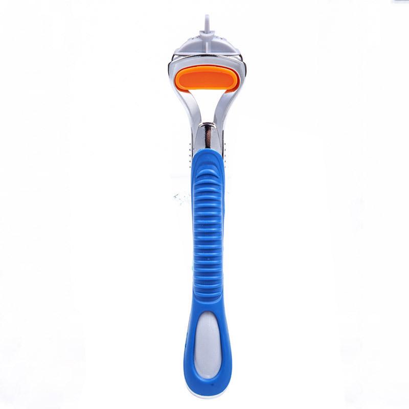 5-Layer Manual Men's Razor with Orange Handle and 5 Blades