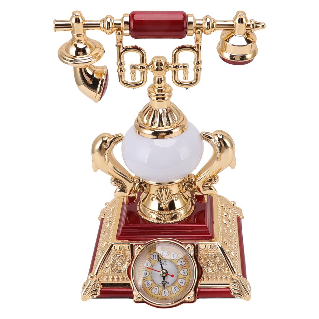 Vintage Telephone Model Table Lamp Alarm Clock Function Easy Assembly Decorative Phone Model for