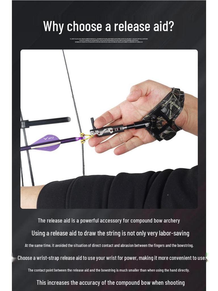 Liberação Automática para Arco e Flecha de Uso Duplo com Polia, Cinta para Braço de Arco, Bola de Aço, Clipe de Pulso para Tiro com Arco ao Ar Livre