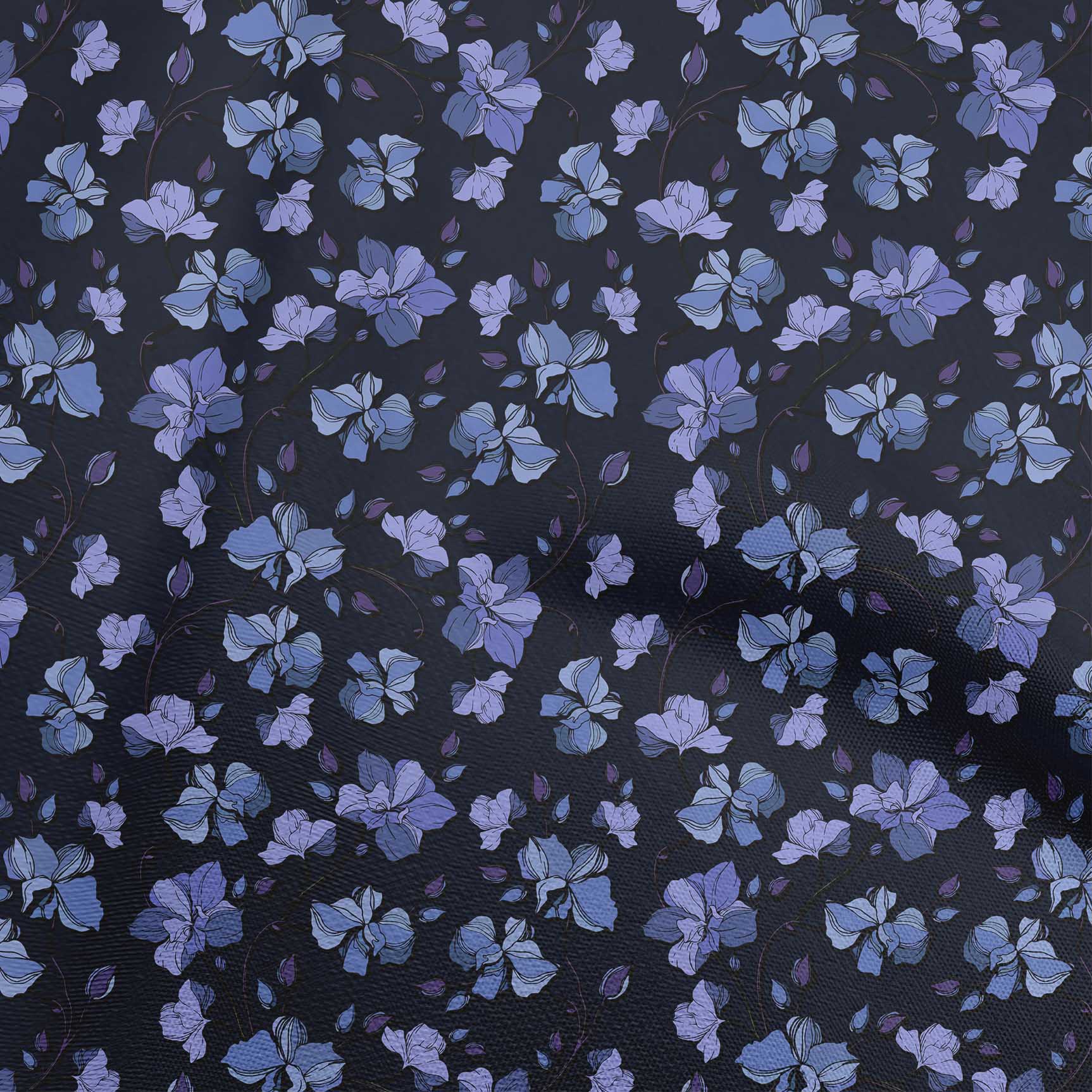 

OneOone Cotton Flex Grey Fabric Floral Retro Quilting Materials Print Швейна тканина у дворі 40 дюймів 42 Inch Wide - Viscose Chiffon середній синього кольору