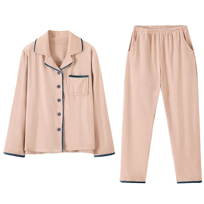 Flannel Pajamas Women'S Autumn And Winter Winter Island Fleece Long-Sleeved Coral Fleece Women'S Thin Fleece Warm Loungewear Set