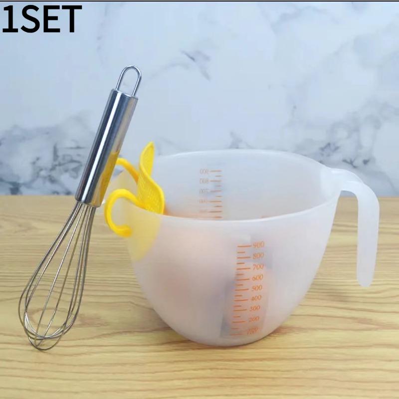 1SET filter measuring cup large capacity with graduated egg liquid plastic egg beater egg baking with filter kitchen supplies