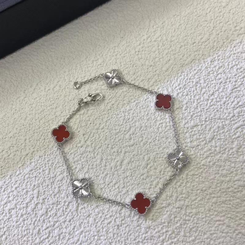 9MM Mini Six-flower Four-leaf Clover Bracelet White Mother-of-pearl Purple Chalcedony CNC Craft Simple and Versatile High-end Bracelet