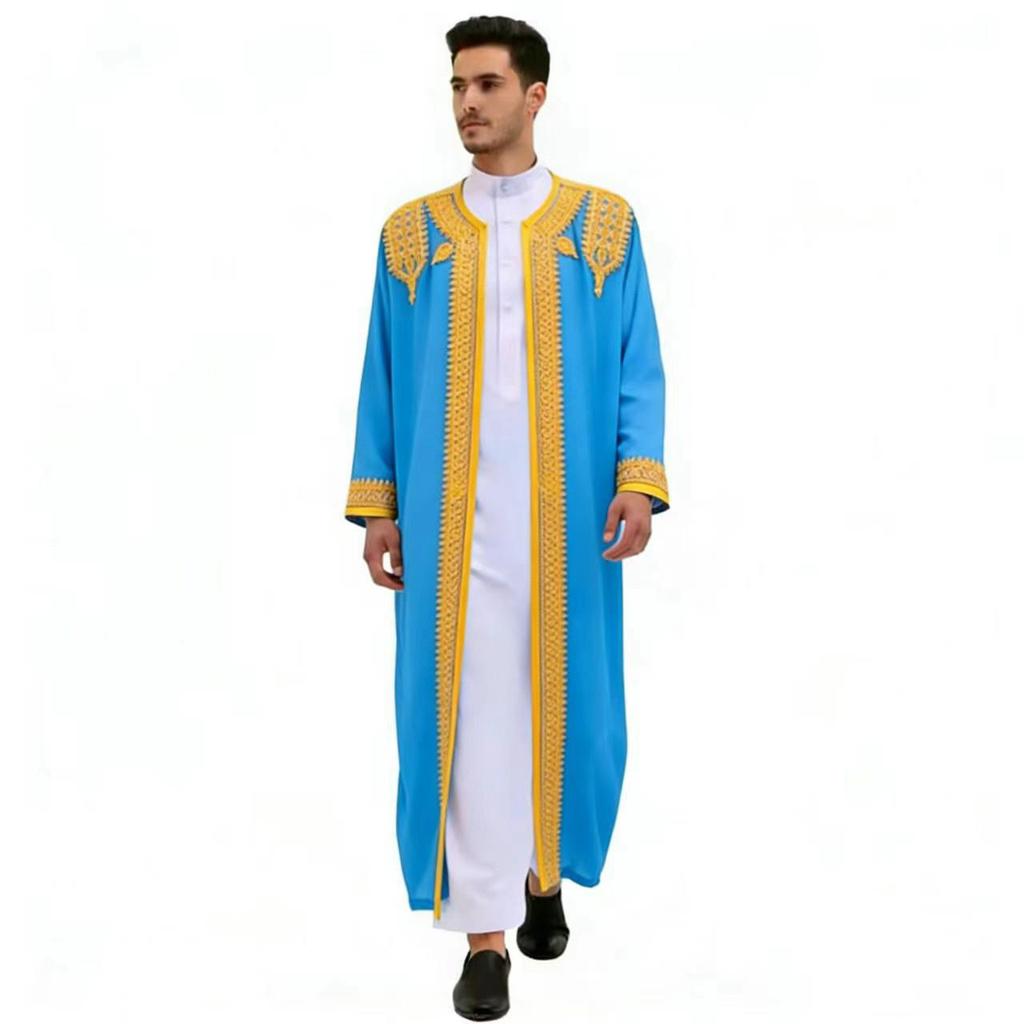 2025 Ethnisch Stil Herren Lang Gold Stickerei Kleid
