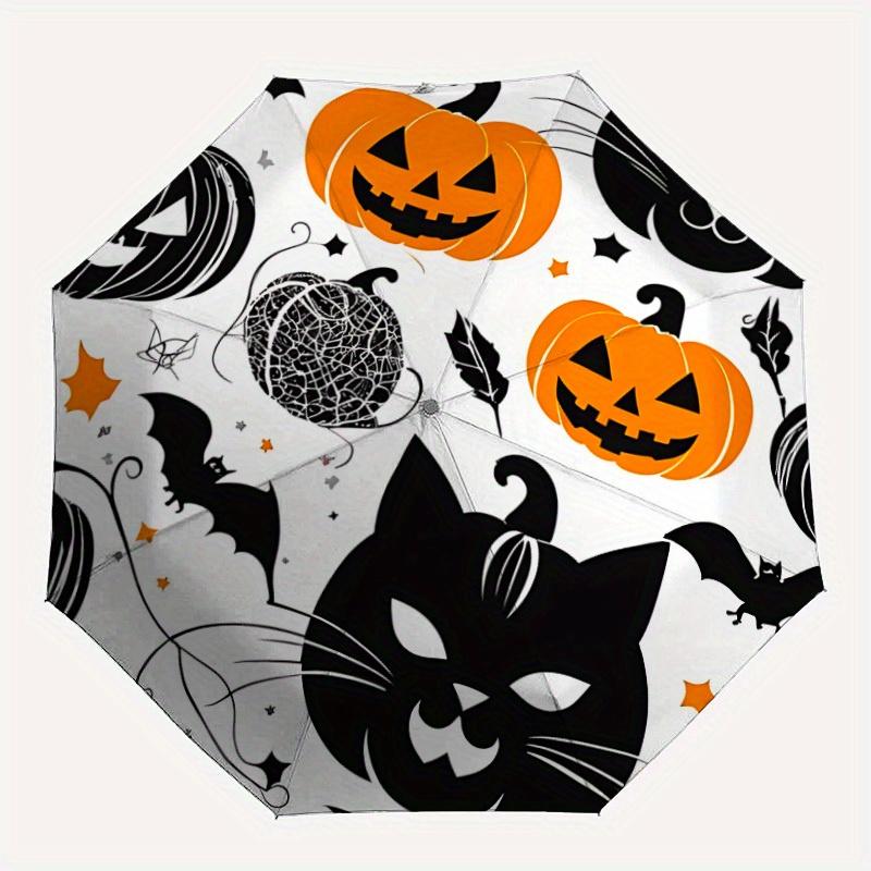 

1pc Halloween Print Automatic Open/close Folding Umbrella, Compact Portable Travel Umbrella, Perfect Birthday/Christmas, Cute Umbrella, Dura