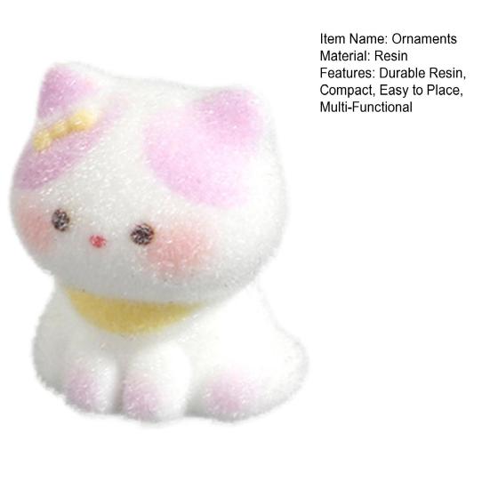 2Pcs Cat Figurines Resin Flocking Mini Cute Cat Decor for Car Dashboard Office Desk Bedroom Kitchen Countertop Accessories