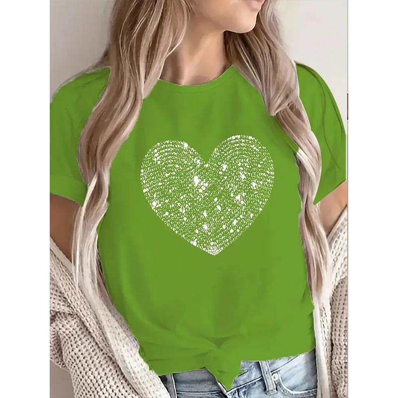 Women Summer T Shirt Retro Fashion Short Sleeve Tees Casual Love Printed Tops