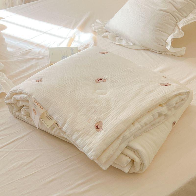 Double-Layer Gauze Soybean Summer Quilt Cooling Machine Washable Summer Air-Condition Quilt Student Dorm Single Thin Bedding