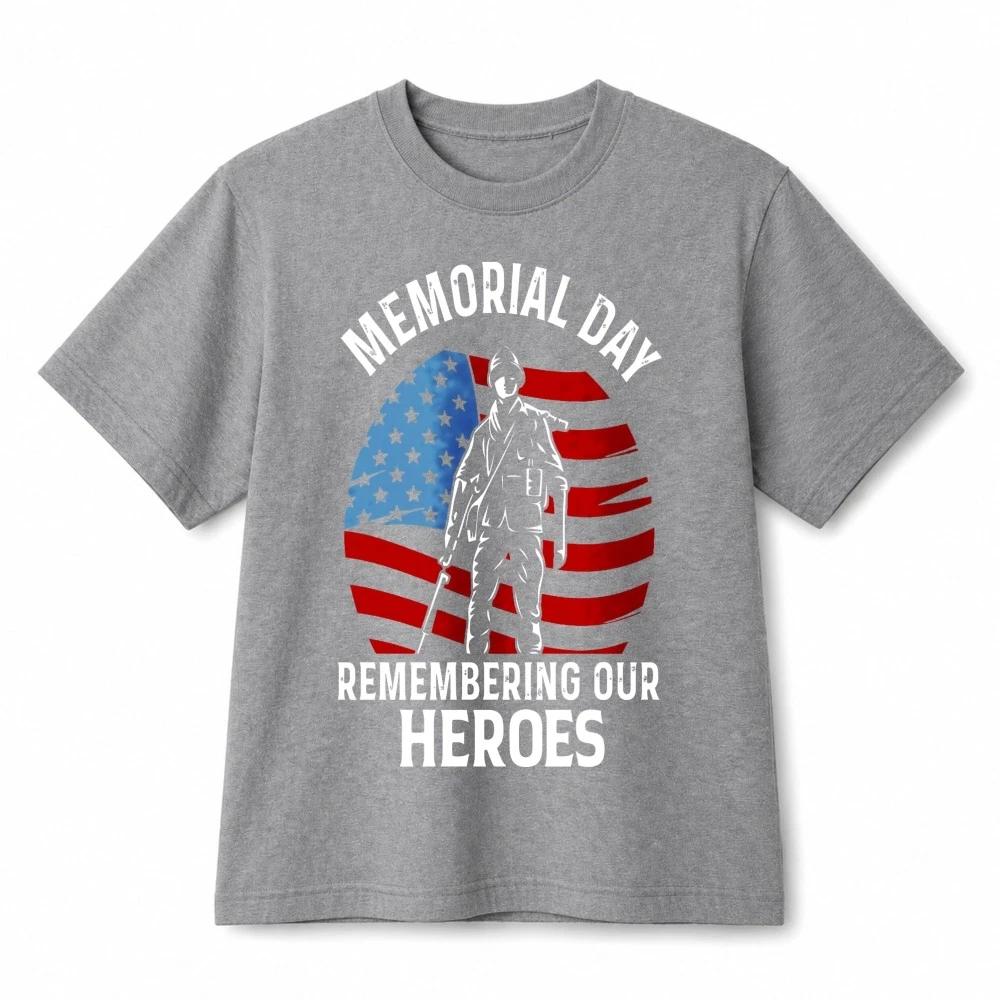 Memorial Day Remembering Our Heroes Soldier Patriotic Graphic Cotton T‑Shirt 4XL