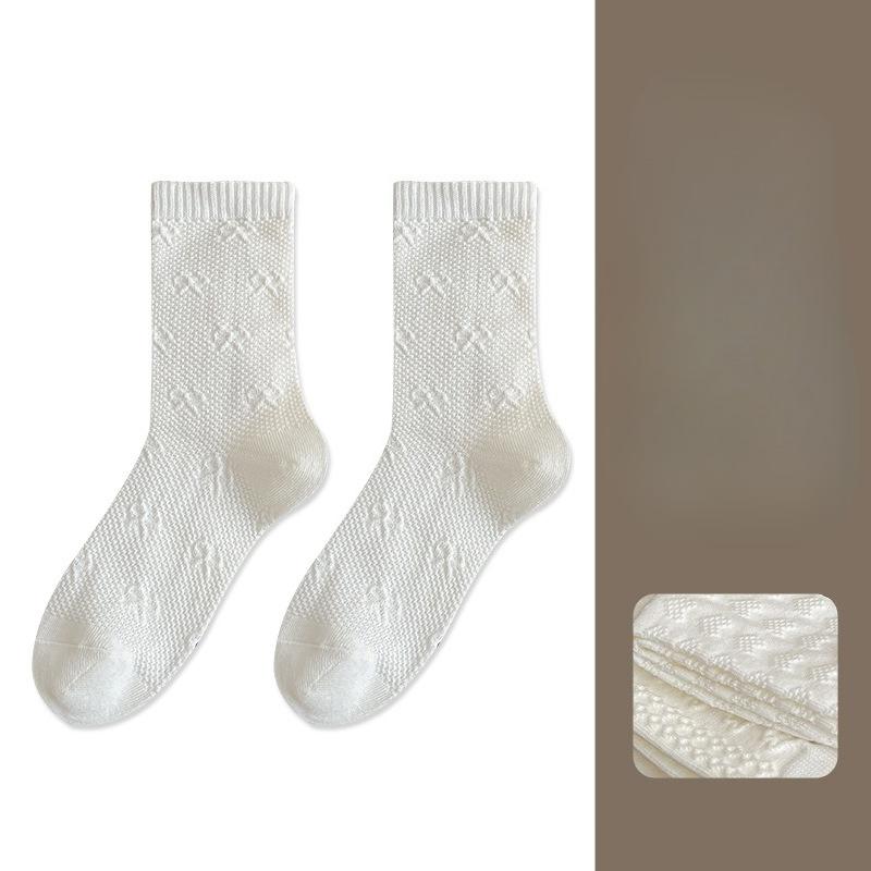 White Socks for Women In Early Autumn, Pure Cotton Mid-calf Socks, Lolita, Cute Pile Socks, Antibacterial and Deodorizing White Socks