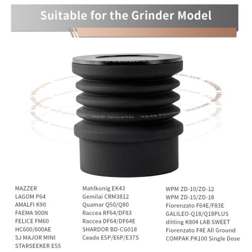 Espresso Coffee Grinder with Single-Dose Hopper and Silicone Bellow Air Blower Blaster, Residue Coffee Grinder Compatible with Mazzer, Niche, Zero, Ma