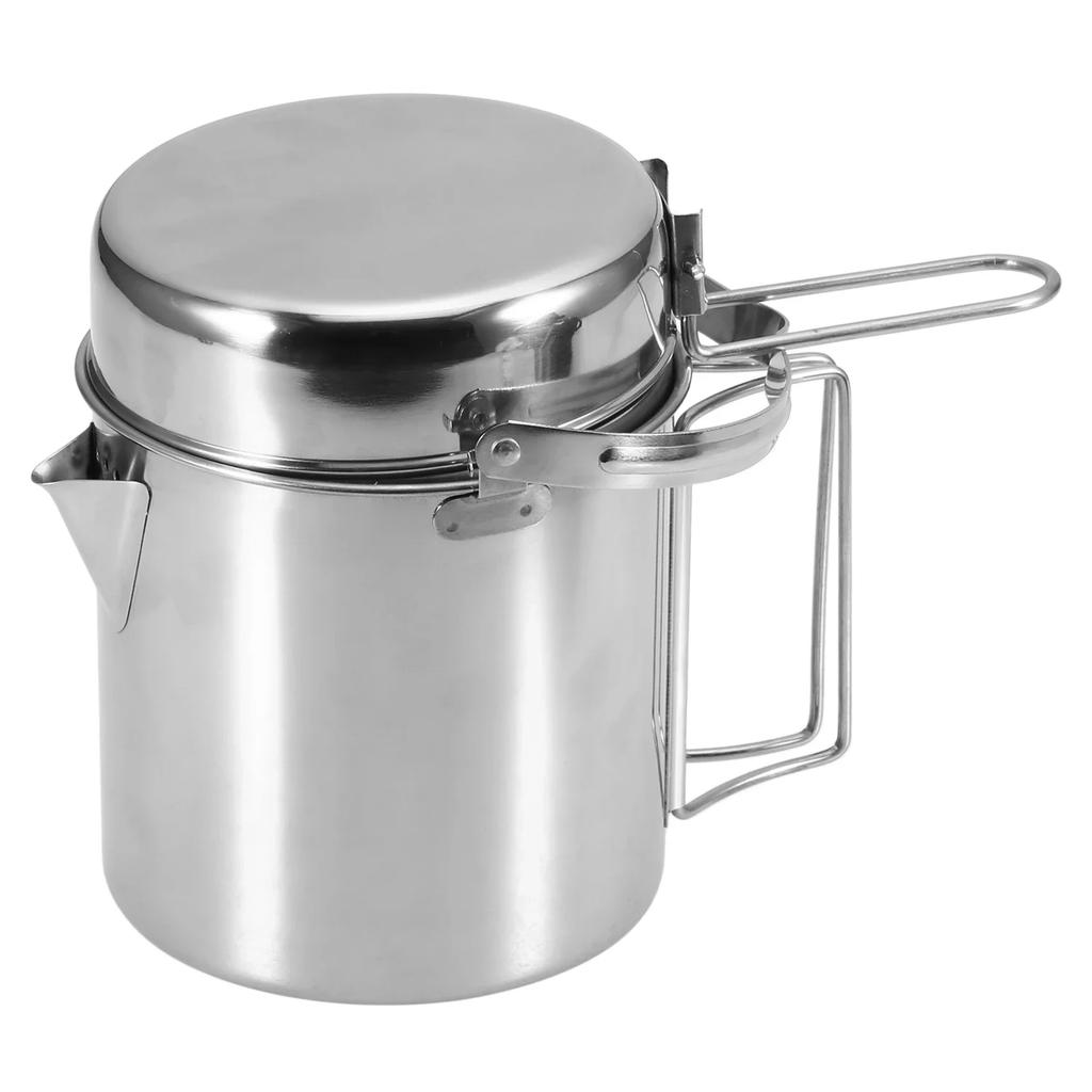 Draagbare Buiten Kampeer Kookgerei 1L Roestvrijstalen Kookketel Kampeerpan Set Backpacking Pan Picknick