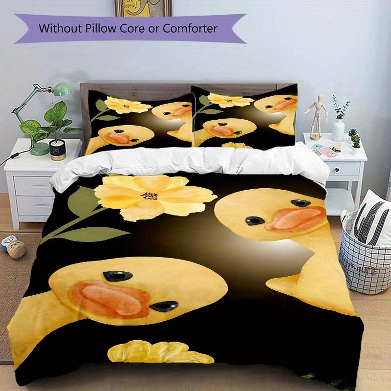 3pcs Duck Toy Bedding Set, Ideal for Home Use, Suitable for Bedroom Decor (1*Duvet Cover + 1/2*Pillowcases, No Core) yy250821237