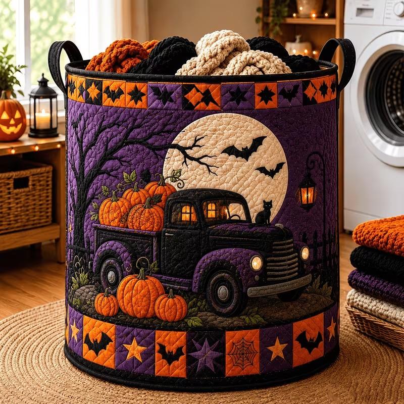 Halloween Quilted Cotton Laundry Basket Storage Organizer Home
