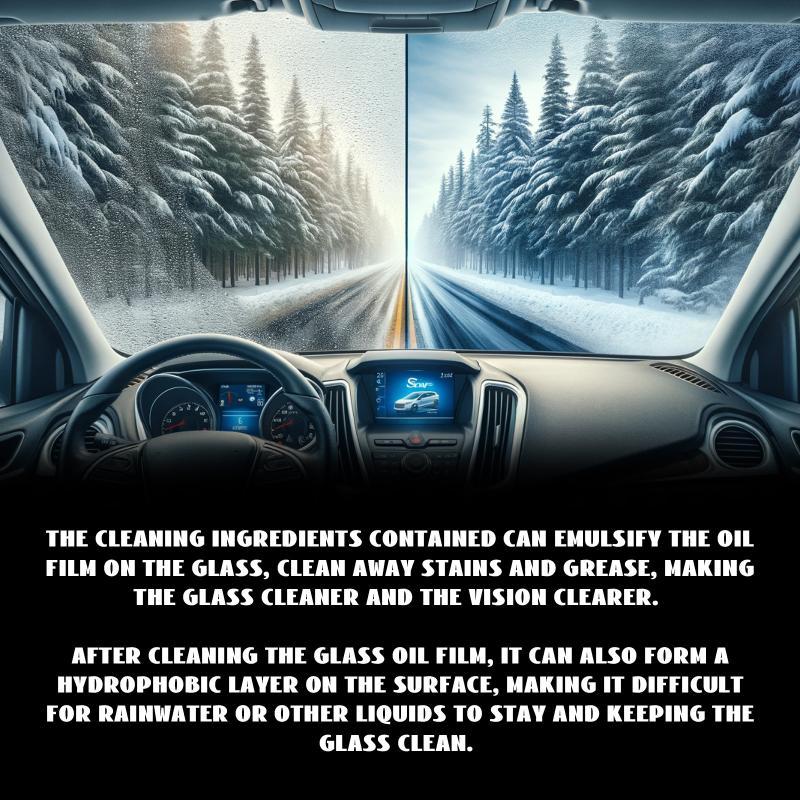 Oil Film Remover for Windshield Glass Cleaner Concentrate Water Repellent Best for Clear Safe Vision on Long Road Trips
