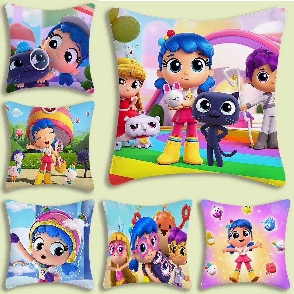True and The Rainbow Kingdom Pillow Covers Cartoon Sofa Decorative Home Doublesided Printing Short Plush Cute Cushion Cover